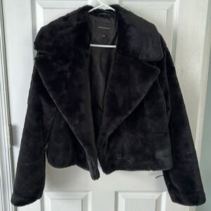 Banana Republic Black Faux Fur Coat